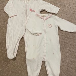 Two Lyda Baby footies size 6-9 months. 100% Pima cotton.